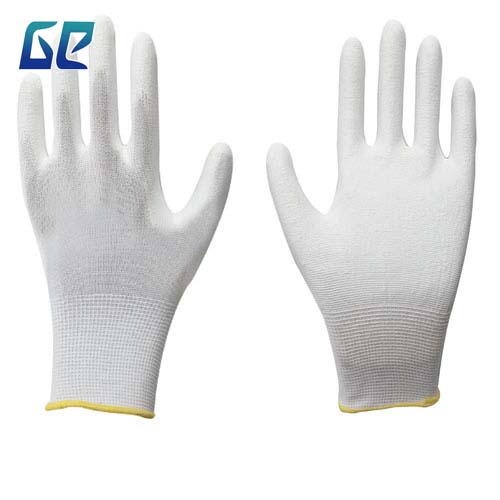 13G WHITE POLYESTER SHELL,PU COATED