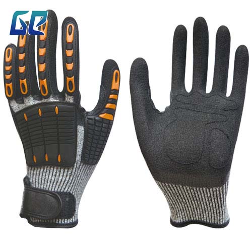ANTI-IMPACT TPR 13G HPPE SHELL WITH NITRILR SANDY COATED,VELCRO CUFF,PADDED PALM